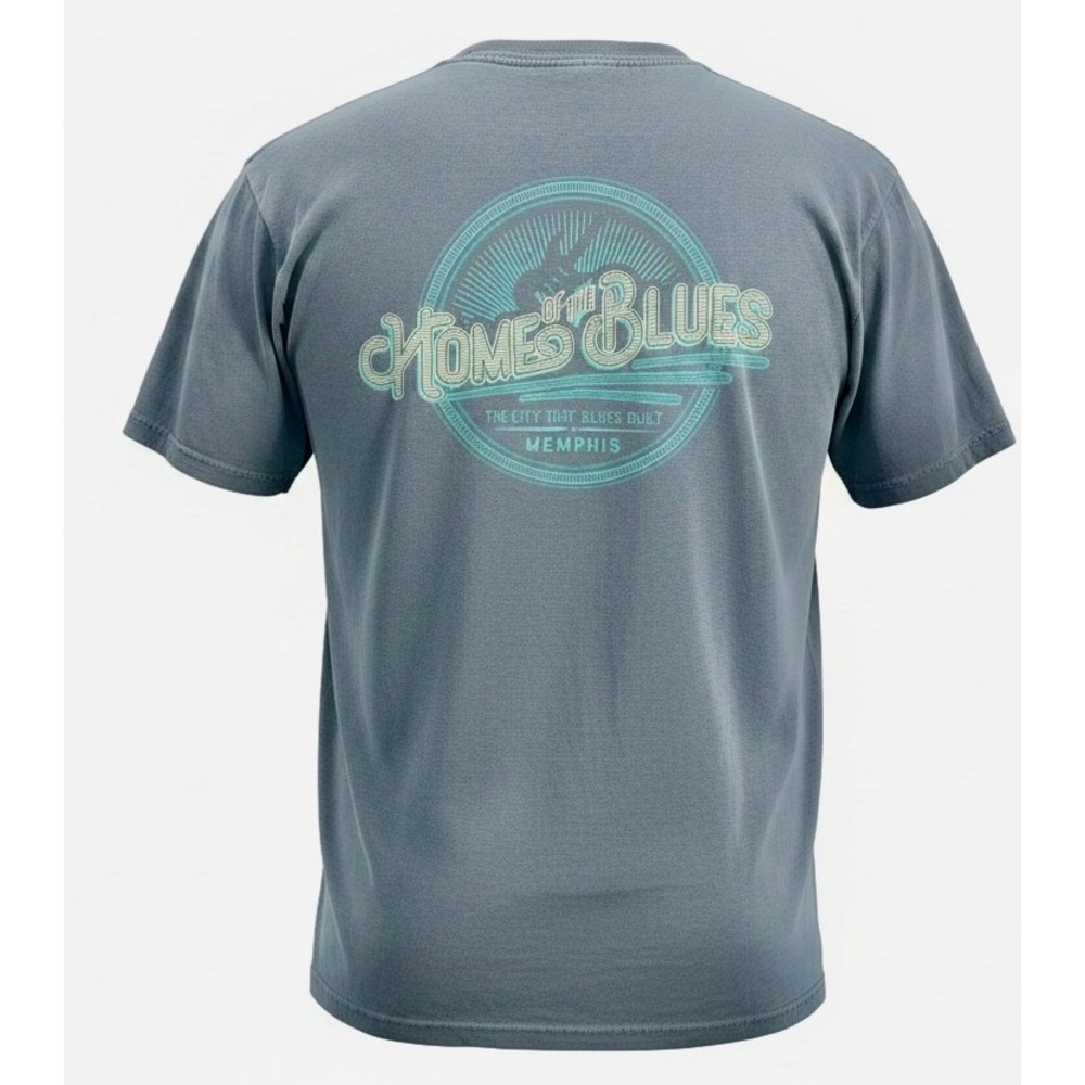 Comfort Colors Memphis Home of the Blues Graphic T-Shirt Blue Gray Mens XL